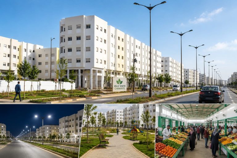 المدينة الخضراء شرافات تعزز خدماتها بتشغيل الإنارة العمومية وافتتاح سوق نموذجي